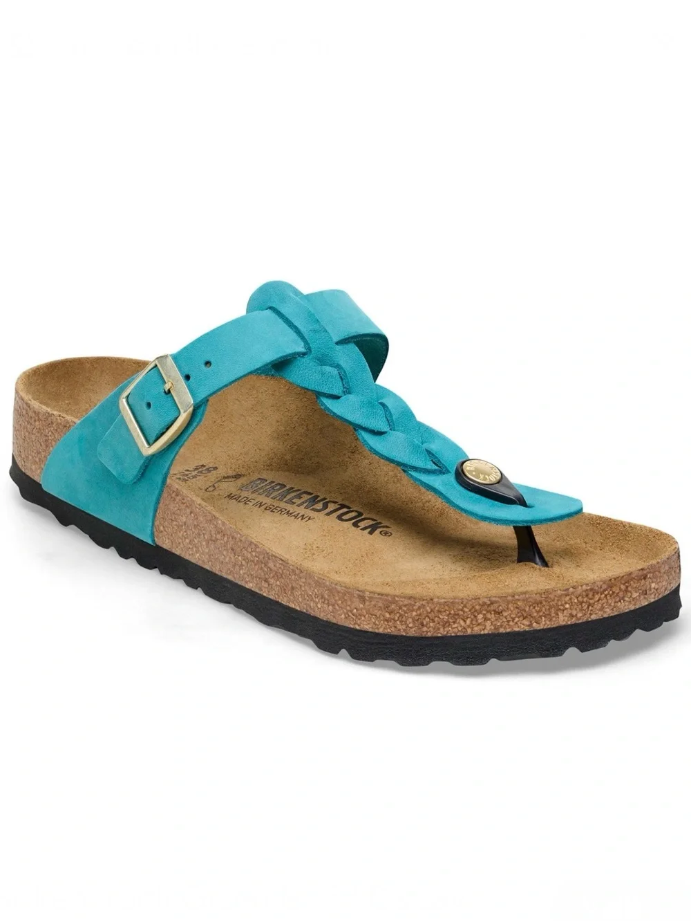 Birkenstock-Gizeh Braided oiled leather sandals in Biscay Bay women’s Sz 40/9